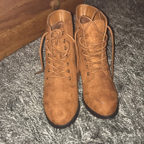 Faux suede ankle boots, combat style - Picture 3 of 3